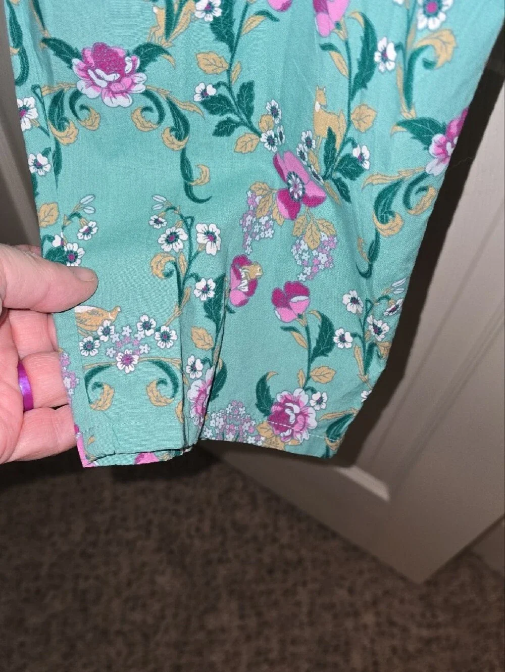 Charter Club Teal Floral‎ Drawstring Track Pants